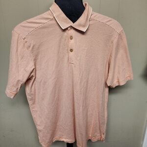 Tommy Bahama Men's Size Medium Cotton Orange White Striped Polo Shirt